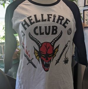 XL Hellfire Club baseball tee from Stranger Things